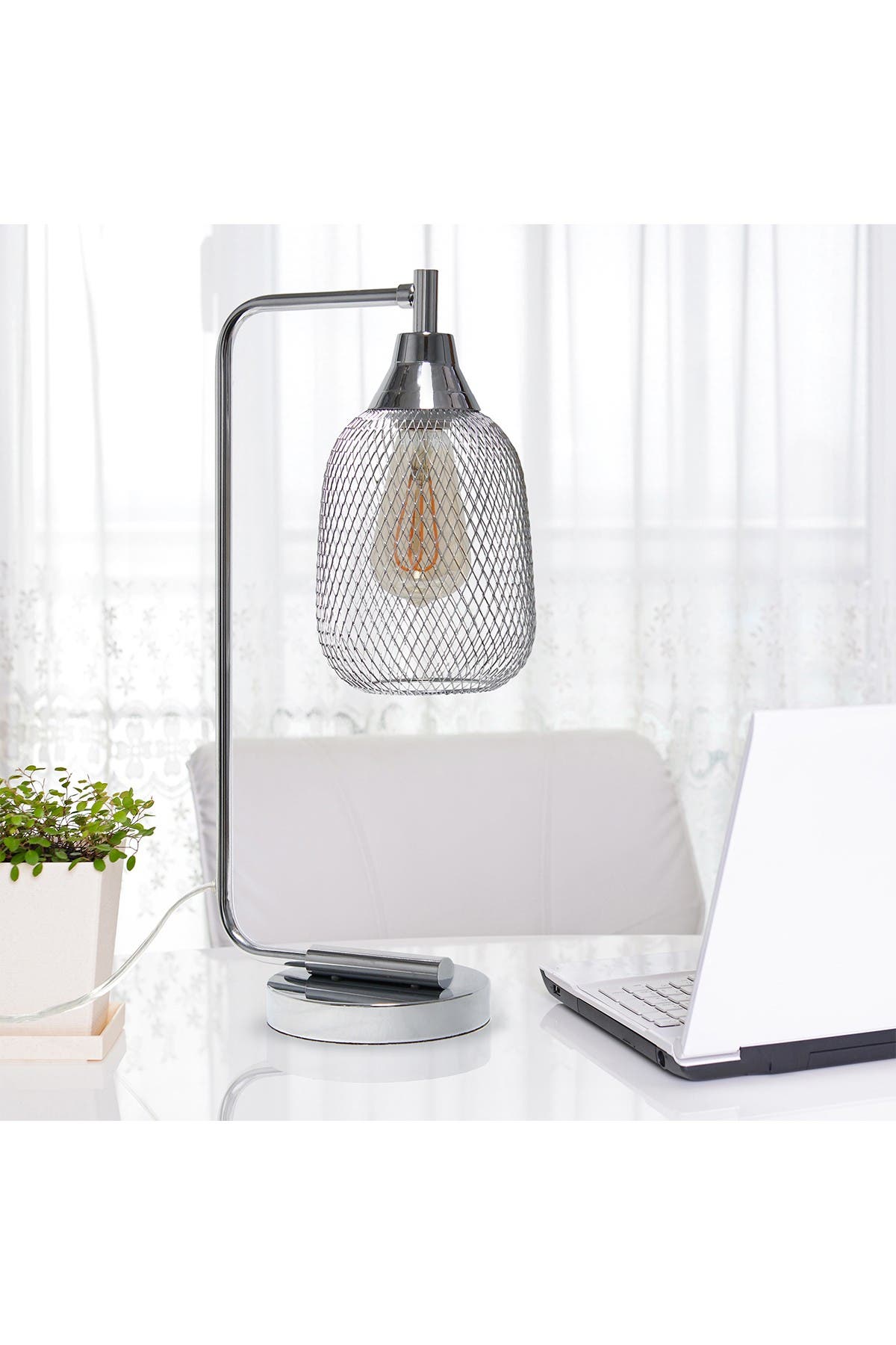 Lalia Home Industrial Mesh Desk Lamp In Open Grey20