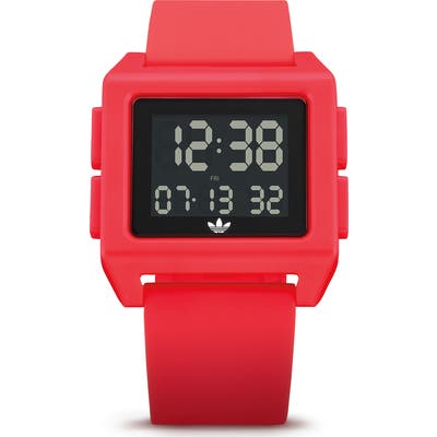 Adidas Archive Digital Silicone Strap Watch, 40Mm