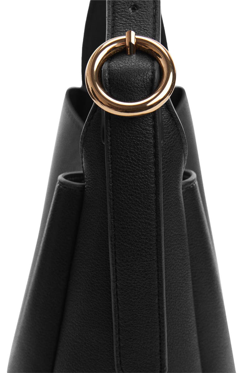 MANGO Statement Buckle Faux Leather Hobo Bag, Alternate, color,