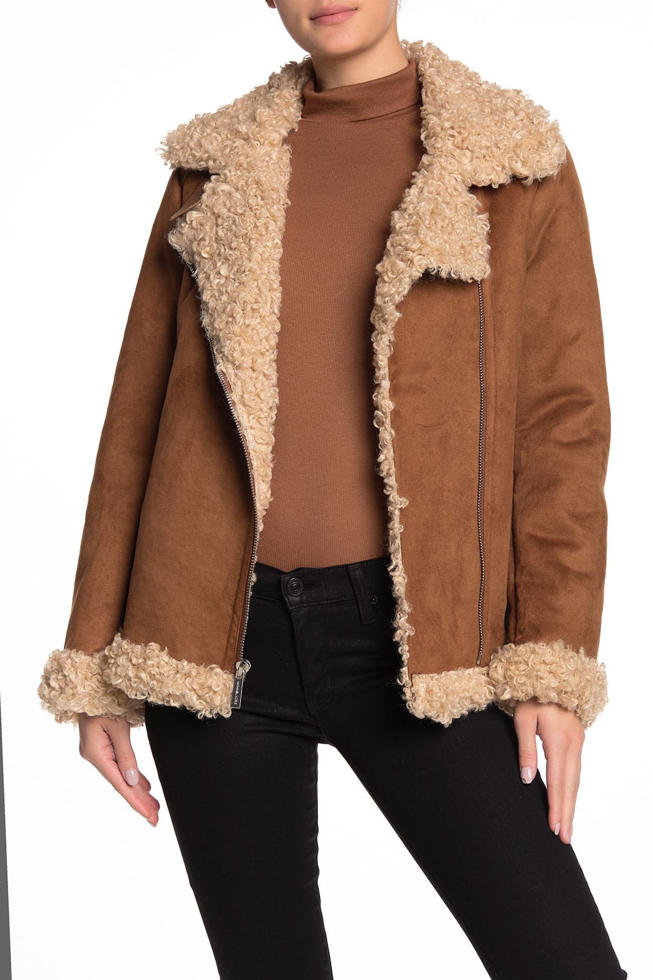 MICHAEL Michael Kors | Faux Shearling Buckle Detail Jacket | Nordstrom Rack