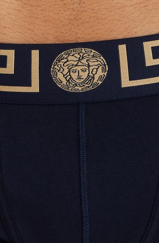 Shop Versace First Line Low Rise Trunks In Navy