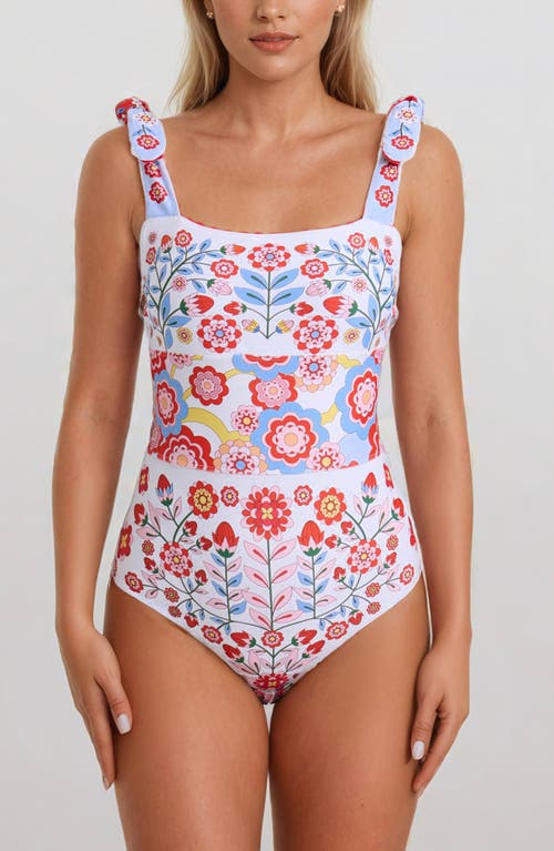 Shop Jessie Zhao New York Red Garden Reversible One-piece Swimsuit