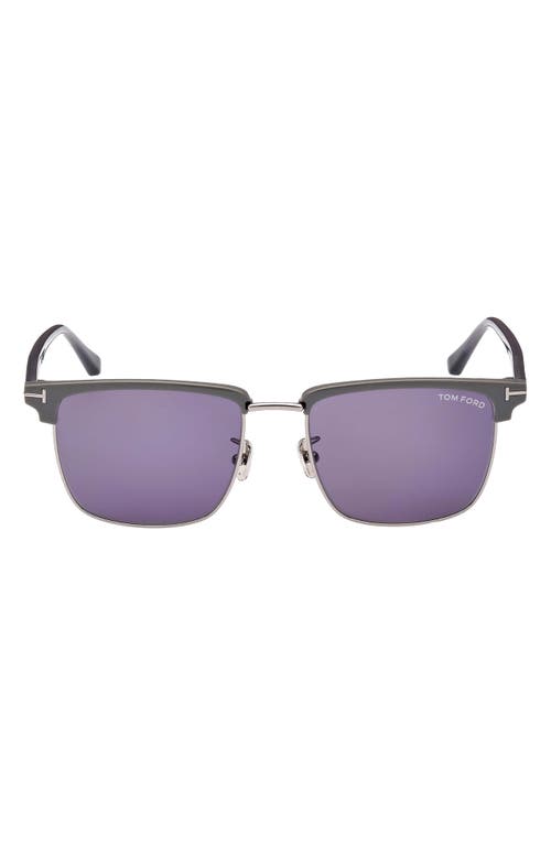 Tom Ford Hudson 55mm Square Sunglasses In Light Ruthenium/blue