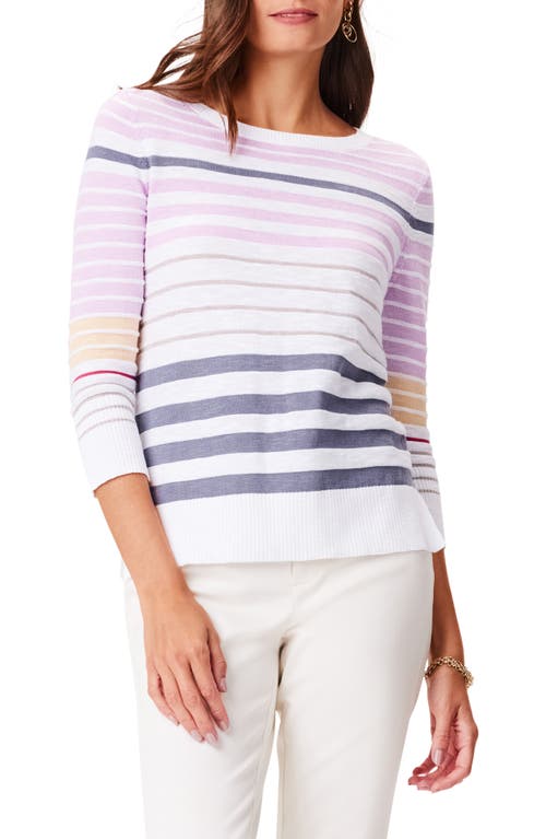 NIC+ZOE Slate Stripe Cotton Blend Sweater in Purple Multi at Nordstrom, Size X-Large