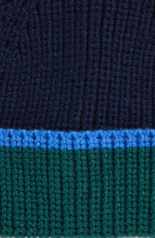 Vineyard Vines Kids' Colorblock Ribbed Beanie In Nautical Navy