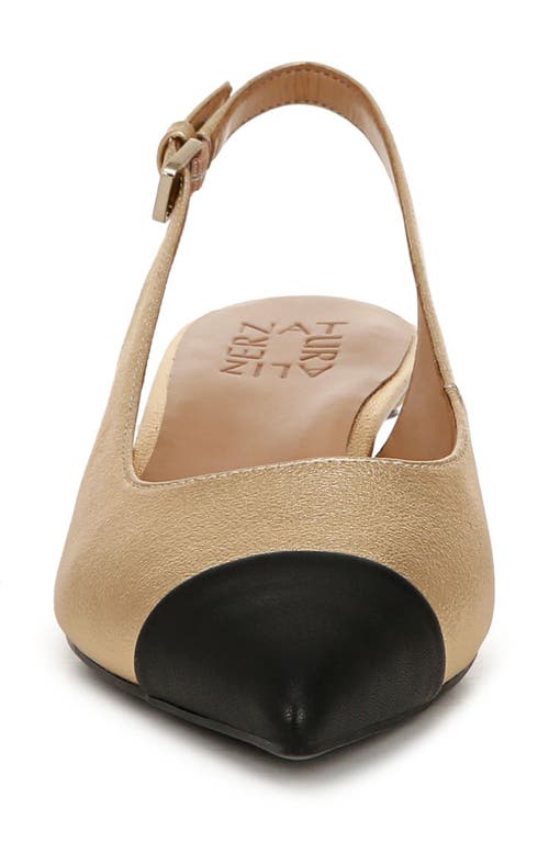 Naturalizer Gazing Kitten Heel Slingbacks In Dark Gold Faux Leather