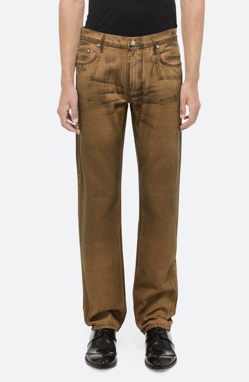 Shop Helmut Lang Worker Organic Cotton Straight Leg Jeans In Waxed Oil Stain