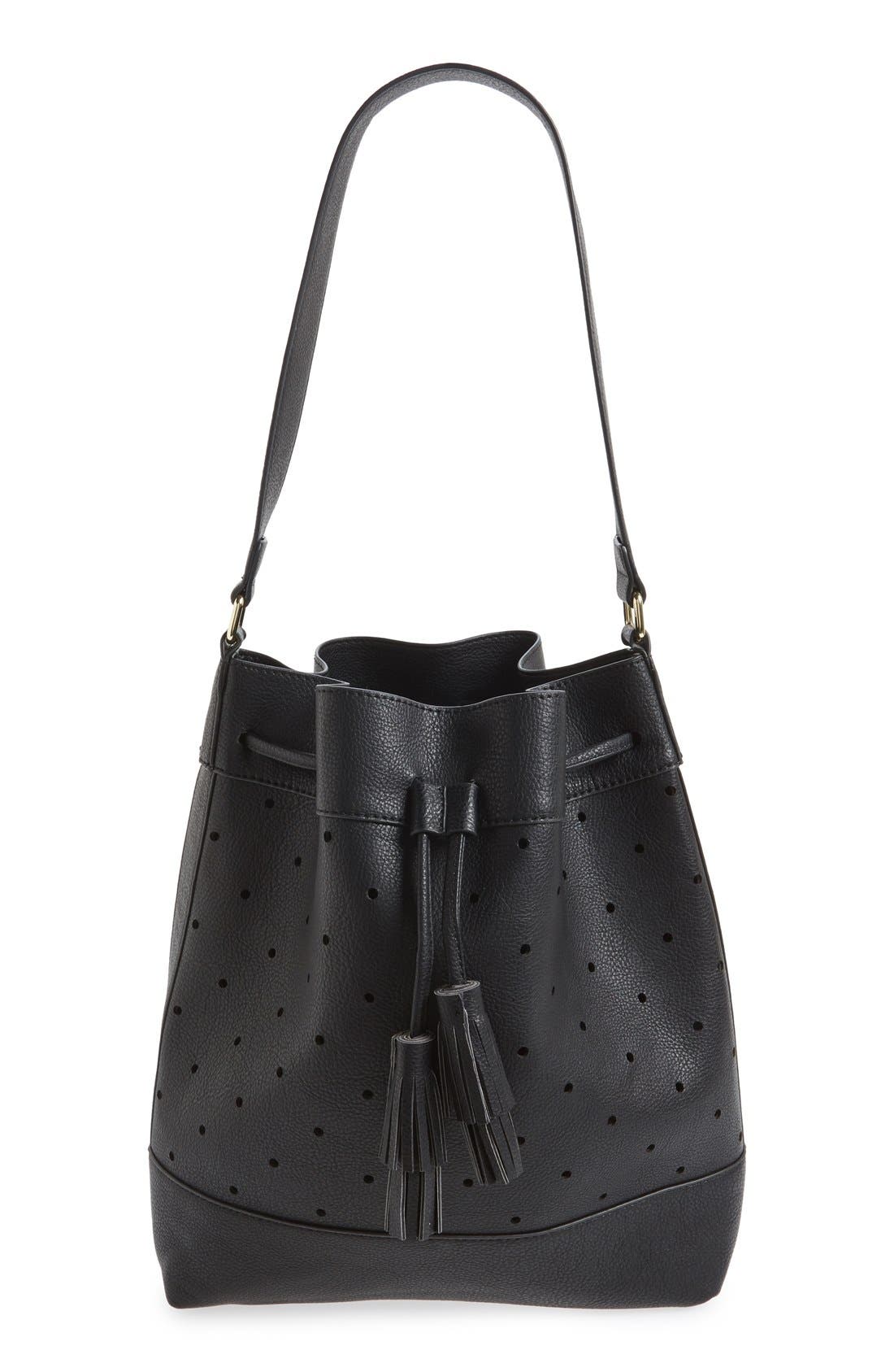 Sole Society 'Kattia' Perforated Faux Leather Drawstring Bucket Bag