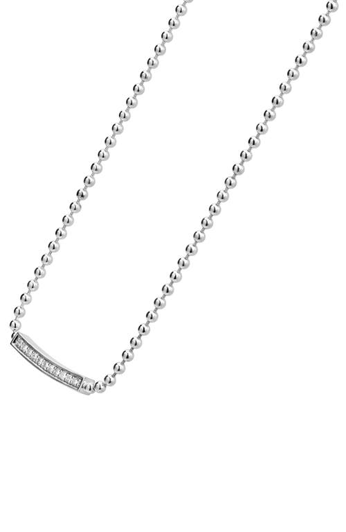 Lagos Sterling Silver Caviar Spark Diamond Bar & Ball Chain Necklace, 16 In Silver/diamond
