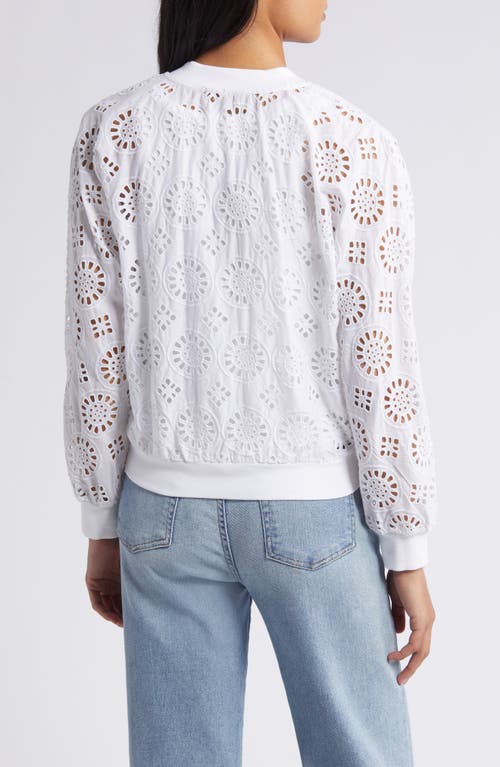 Caslon Cotton Eyelet Bomber Jacket In White