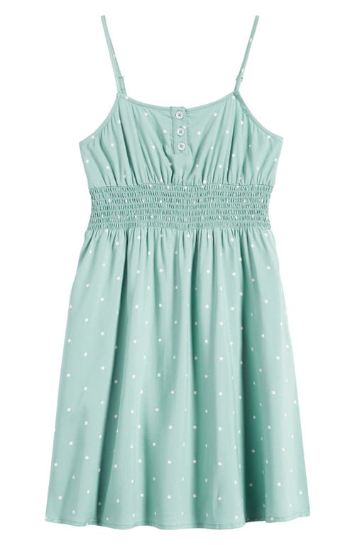 Nordstrom Kids' Smocked Waist Sundress Green Wing Mini Dot at