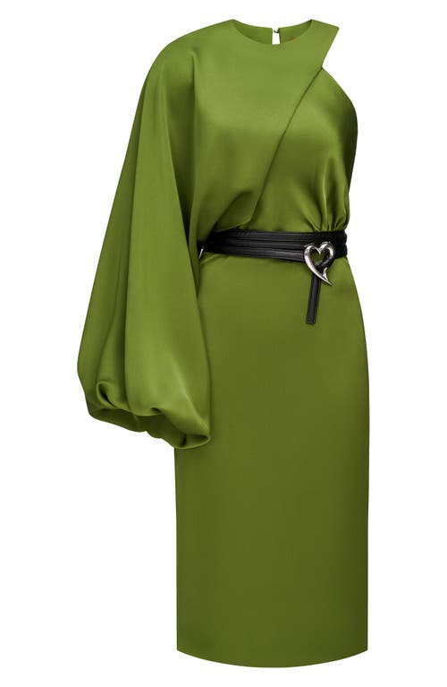 HALSTON HALSTON CHRISTA ONE-SHOULDER SATIN COCKTAIL DRESS
