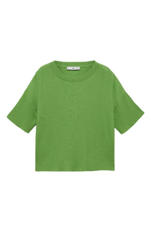 Mango Gabi Stripe Short Sleeve Rib Sweater In Green