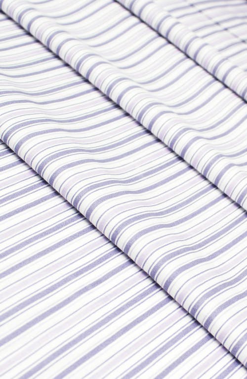 Melange Home Percale Stripe 200 Thread Count Sheet Set In Violet