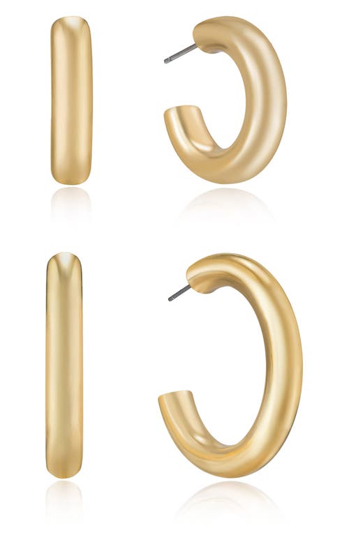 Shop Ettika Set Of 2 Hoop Earrings In Gold