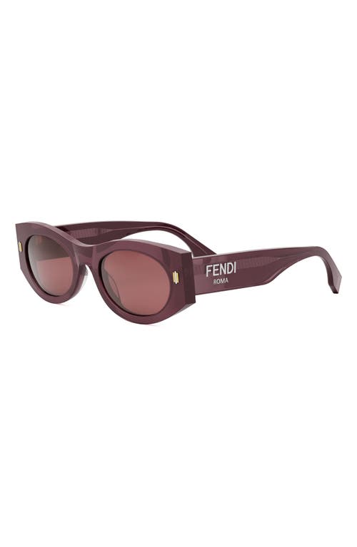 Shop Fendi ' Roma 52mm Oval Sunglasses In Shiny Violet/bordeaux