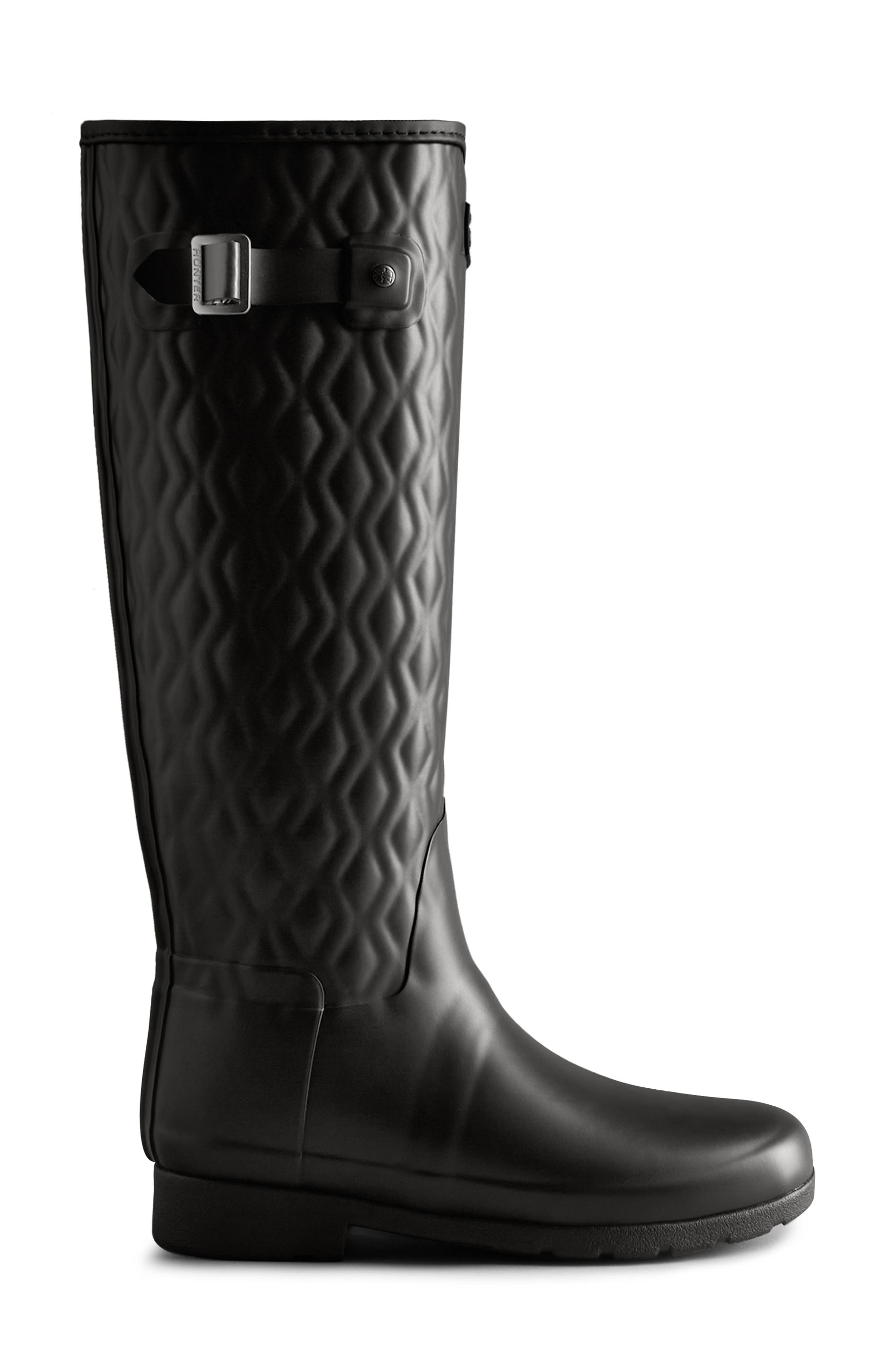 hunter refined high gloss quilted short rain boot