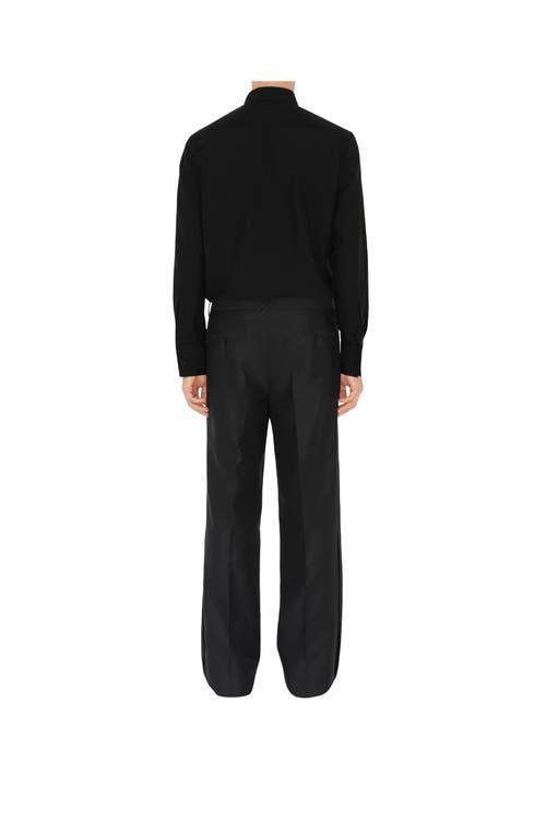 Burberry Tailored Shirt With Curved Hem And Point Collar In Black