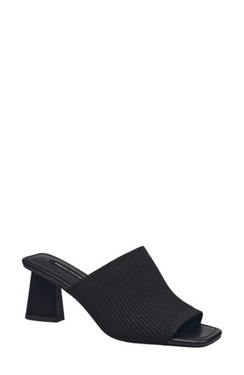French Connection Women's Knit Styles Slip On Block Heel Sandal In Black