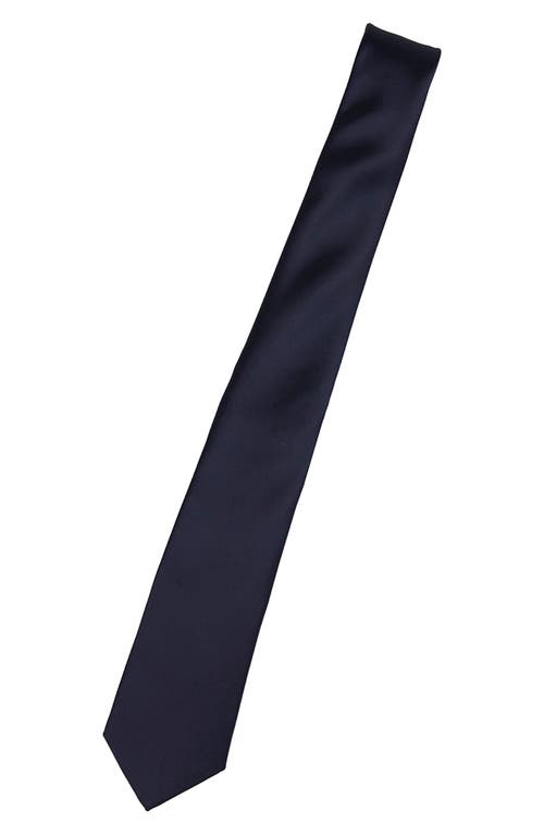 Shop Brooklyn Brigade Solid Satin X-long Tie In Navy