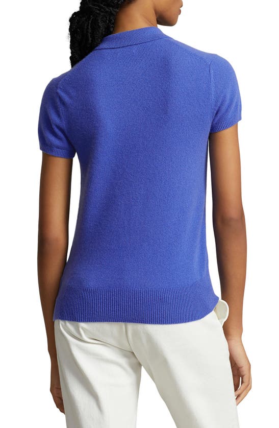 Shop Polo Ralph Lauren Short Sleeve Cashmere Polo Sweater In Hunter Navy