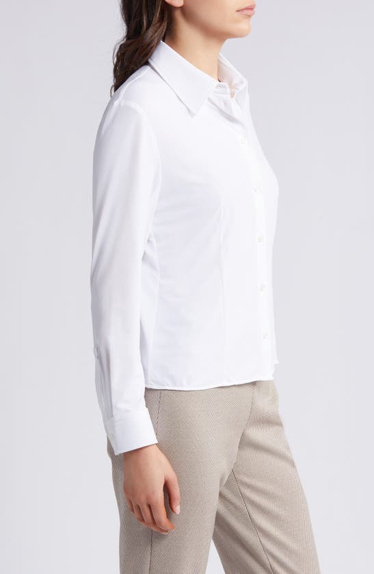Shop Hugo Boss Solid Button-up Shirt In White