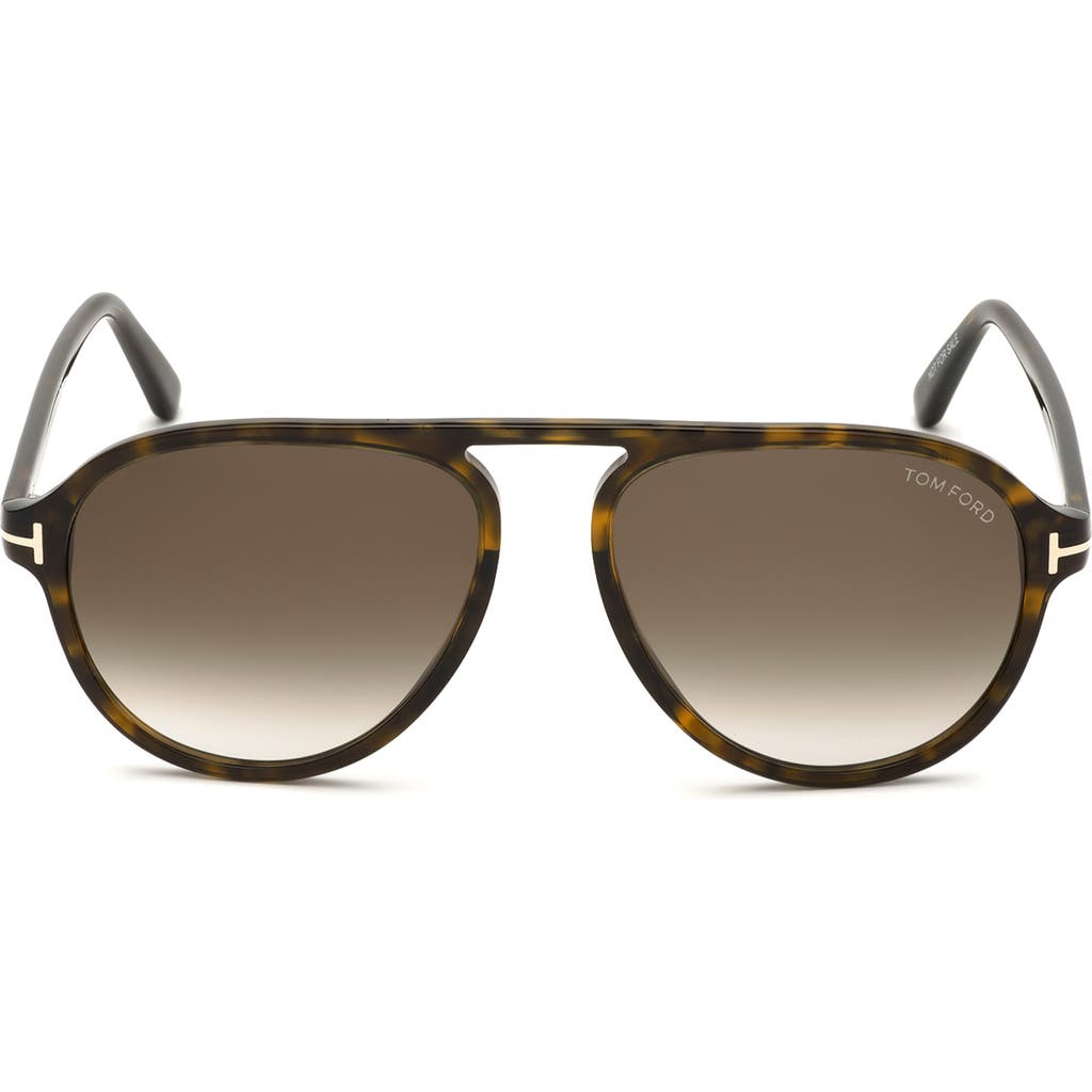Shop Tom Ford 57mm Pilot Sunglasses In Dark Havana/gradient Roviex