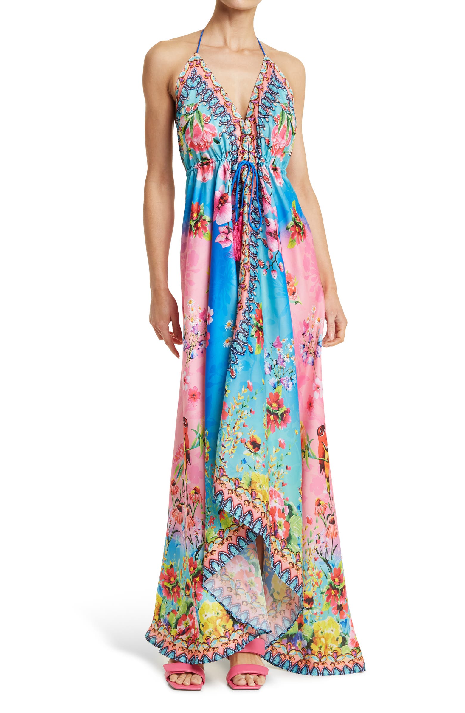 RANEES Bright Printed Floral Halter Cover-Up Dress | Nordstromrack