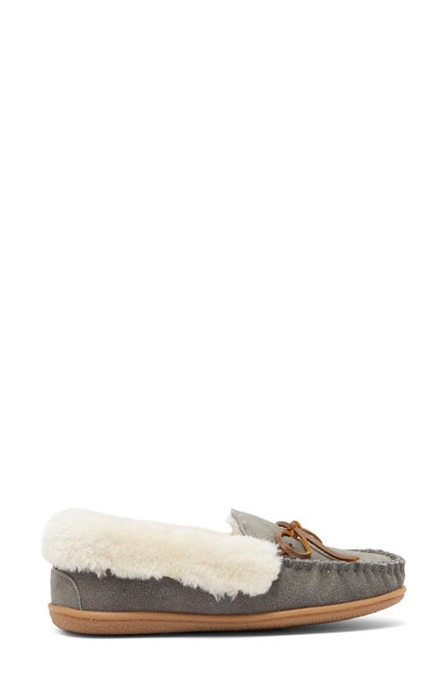 Shop Minnetonka Camp Collar Faux Fur Slipper In Grey