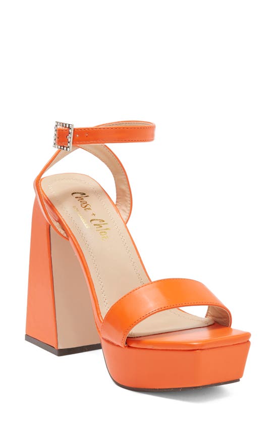 Chase & Chloe Rayla Ankle Strap Platform Sandal In Orange Pu