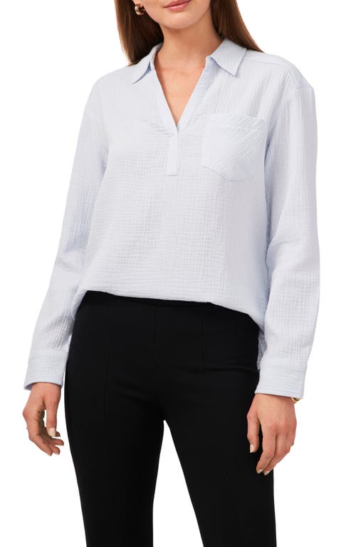 V-Neck Collared Blouse in Blue