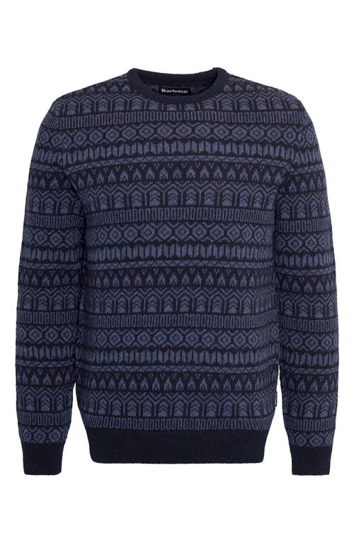 Shop Barbour Stonebeck Fair Isle Wool Sweater In Navy