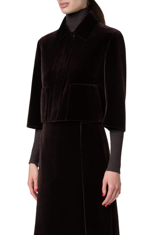Akris Winslow Velvet Spacer Knit Crop Jacket In Mocca