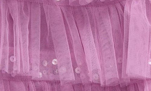 Tutu Du Monde Bebe Luminous Sequin Long Sleeve Tiered Tulle Party Dress & Bloomers In Mulberry