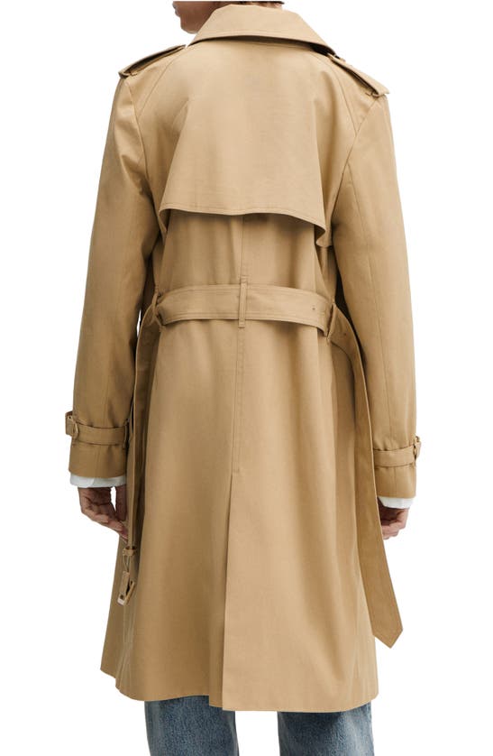 Mango Classic Double Breasted Water Repellent Cotton Trench Coat In Beige