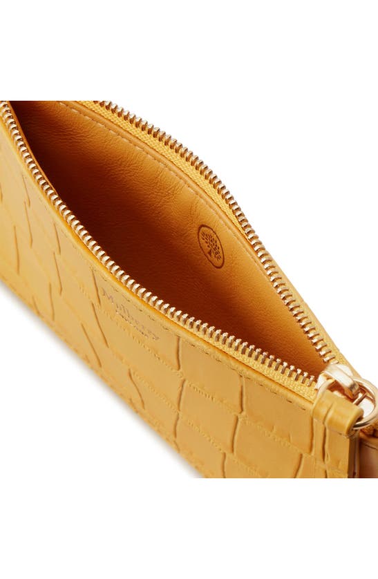 Shop Mulberry Small Croc Embossed Leather Zip Pouch In Yellow