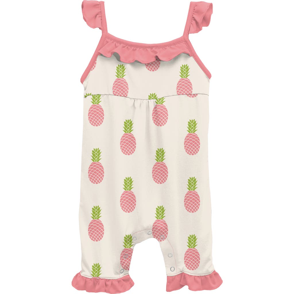 Kickee Pants Babies'  Pineapple Print Ruffle Trim Romper In Strawberry Pineapples