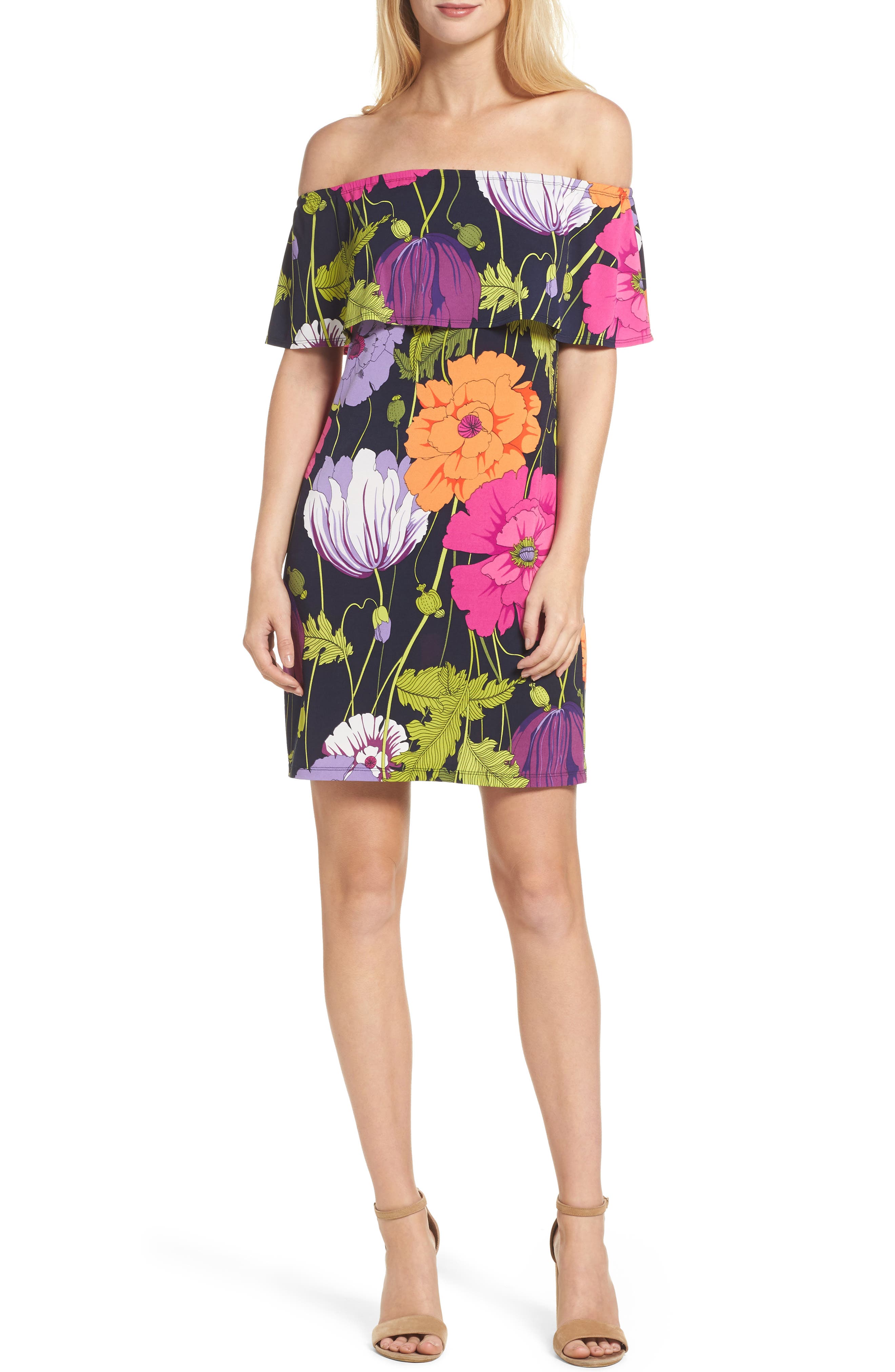 trina Trina Turk Merci Off the Shoulder Shift Dress Nordstrom