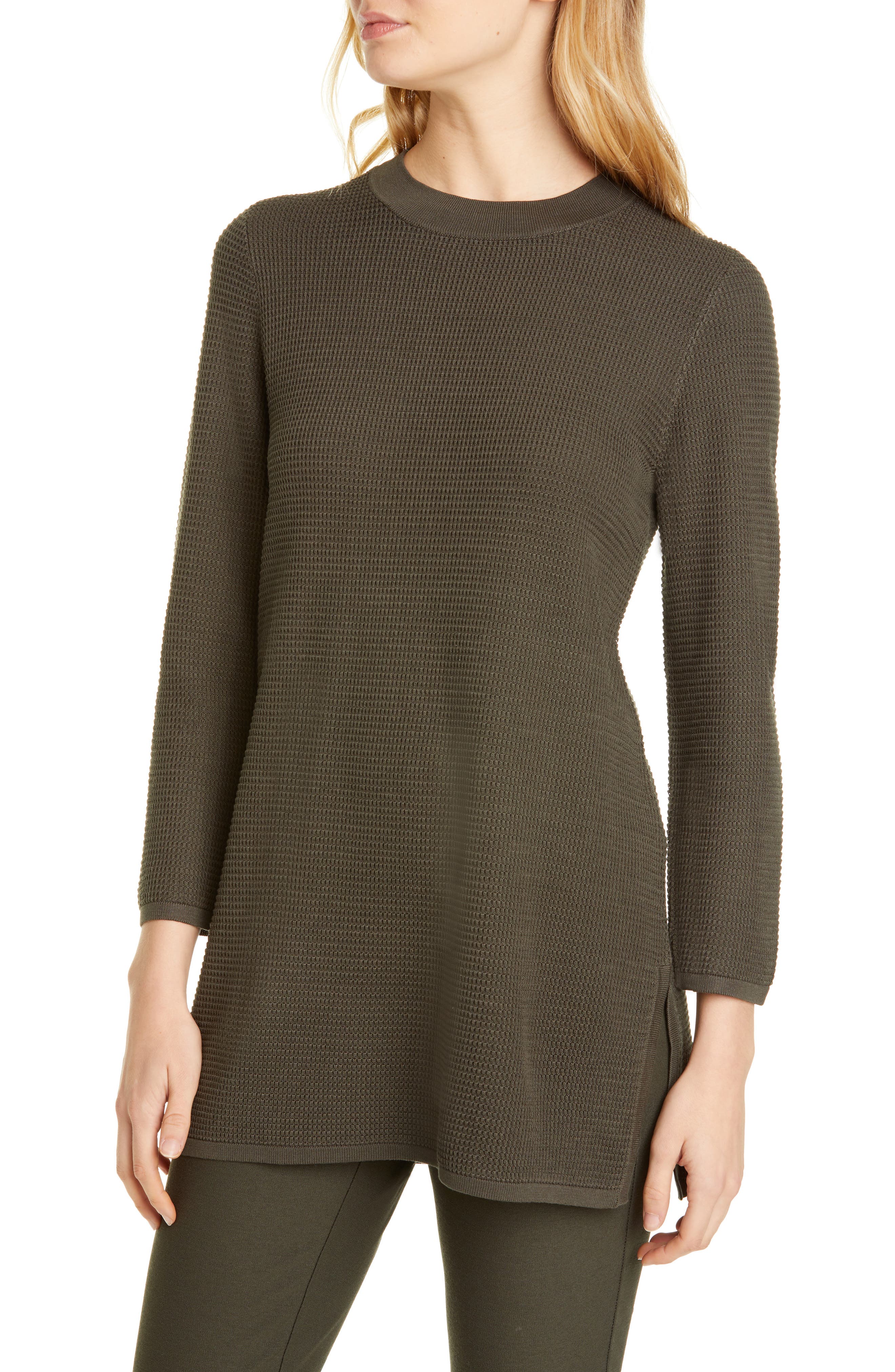 Eileen Fisher Silk & Organic Cotton Tunic Sweater (Regular & Petite