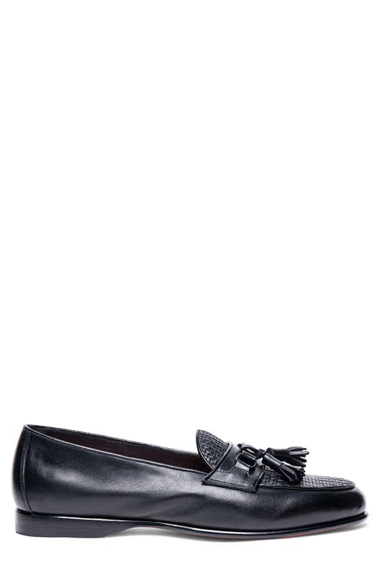 Shop Santoni Andrea Tassel Loafer In Black