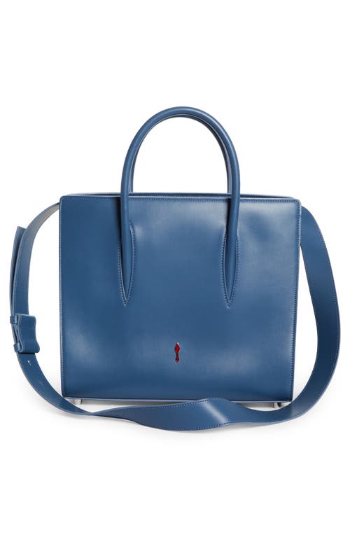 Shop Christian Louboutin Medium Paloma Loubinthesky Denim Top Handle Tote In 4229 Blue/lac