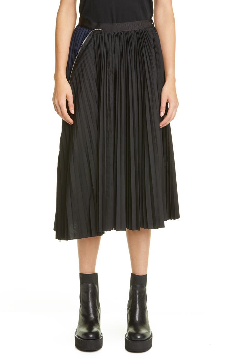 Sacai Zip Detail Pleated Skirt | Nordstrom