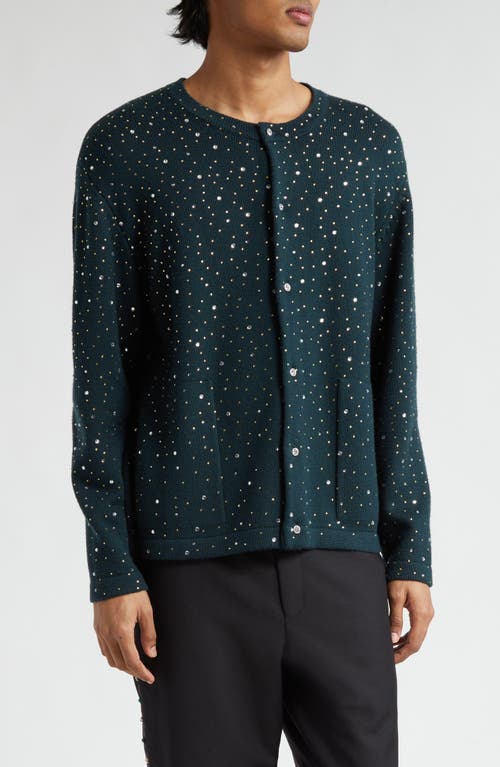 Bode Crystal Embellished Wool Cardigan Blue at Nordstrom,