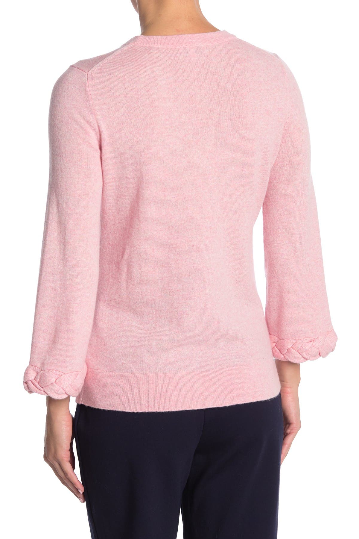 Kinross Braided Cuff Cashmere Knit Sweater In Light/pastel Pink6