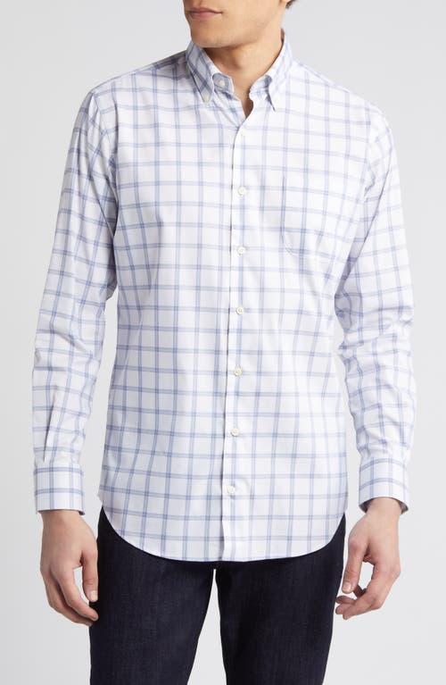 Peter Millar Crown Lite Stretch Cotton Button-Down Shirt White/Blue at Nordstrom,