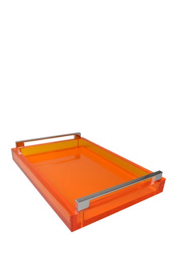 Shop R16 Home Silver Handle Orange Tray In Neon Orange