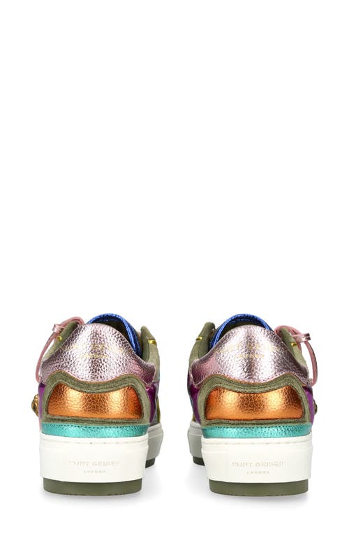 Kurt Geiger Womens Southbank Tag Panelled Leather Low-top Trainers Green Comb Eur 35 / 2 Uk In Open Green