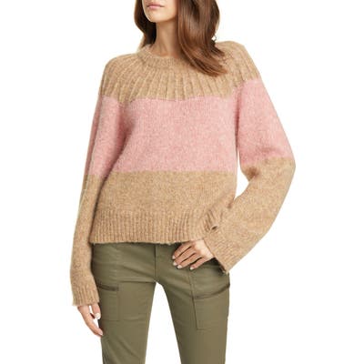 Joie Nirmala Colorblock Wool & Alpaca Crewneck Sweater, Brown