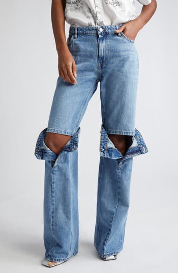 ONLY Molly Wide Leg Jeans With Exposed Buttons in Blue