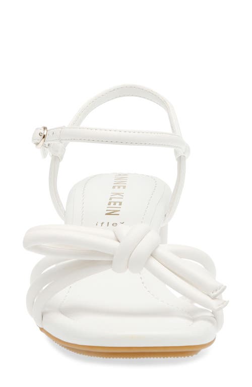 Anne Klein Keilly Womens Faux Leather Ankle Strap Block Heel In White